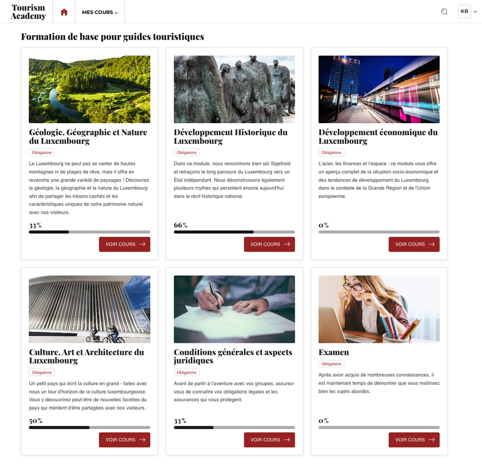 Training platform and e-learnings for Luxembourg tourist guides